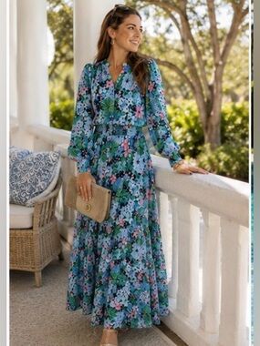 Lilly Pulitzer Loubella Maxi Dress Coastal Resort Luxury Palm Beach Tropical Sm
